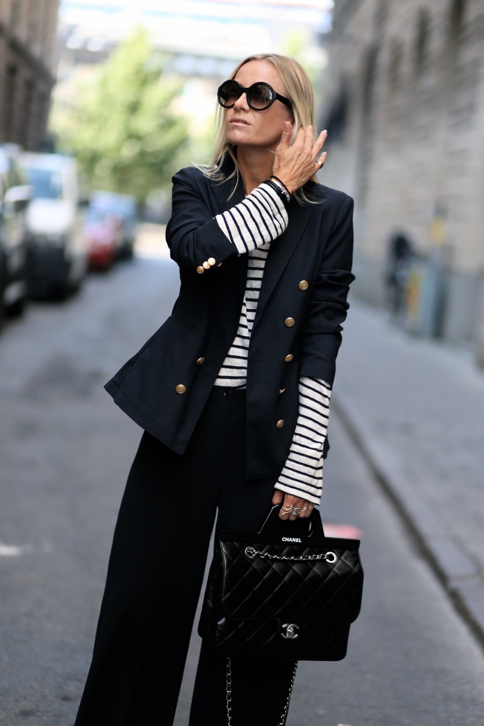 CelineAagaard in stripes during Stockholm Fashion Week | Envelope