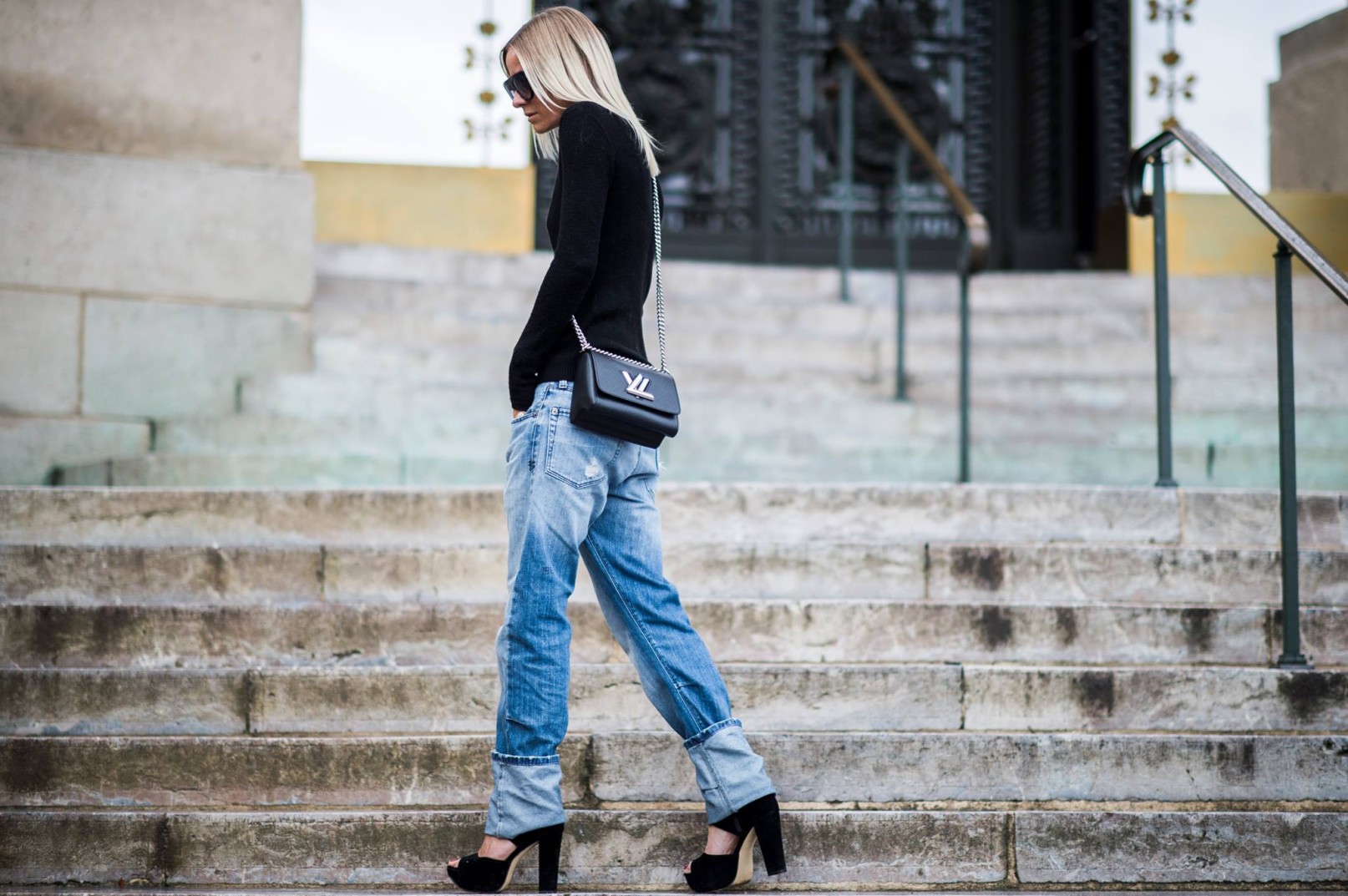 Celine is wearing boyfriend jeans Paris Fashion Week | Envelope